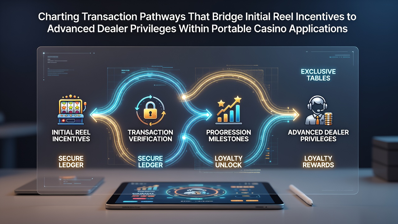 Flowchart illustrating transaction pathways from slot reel incentives to advanced live dealer privileges in portable casino applications