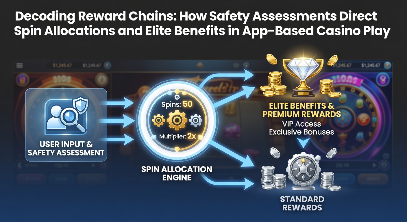 App-based casino interface showing reward chain mechanics and safety rating indicators
