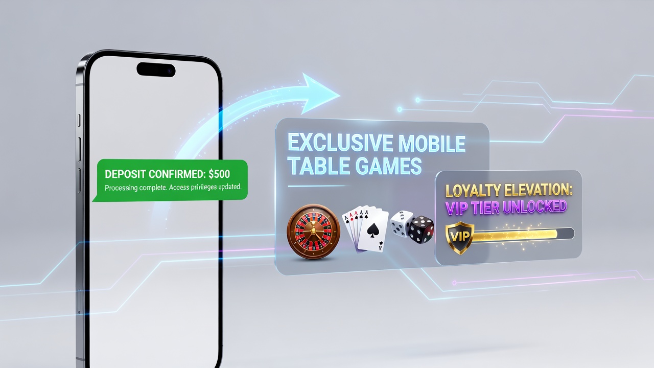 Loyalty dashboard displaying tier elevation after deposit confirmation in a mobile casino app