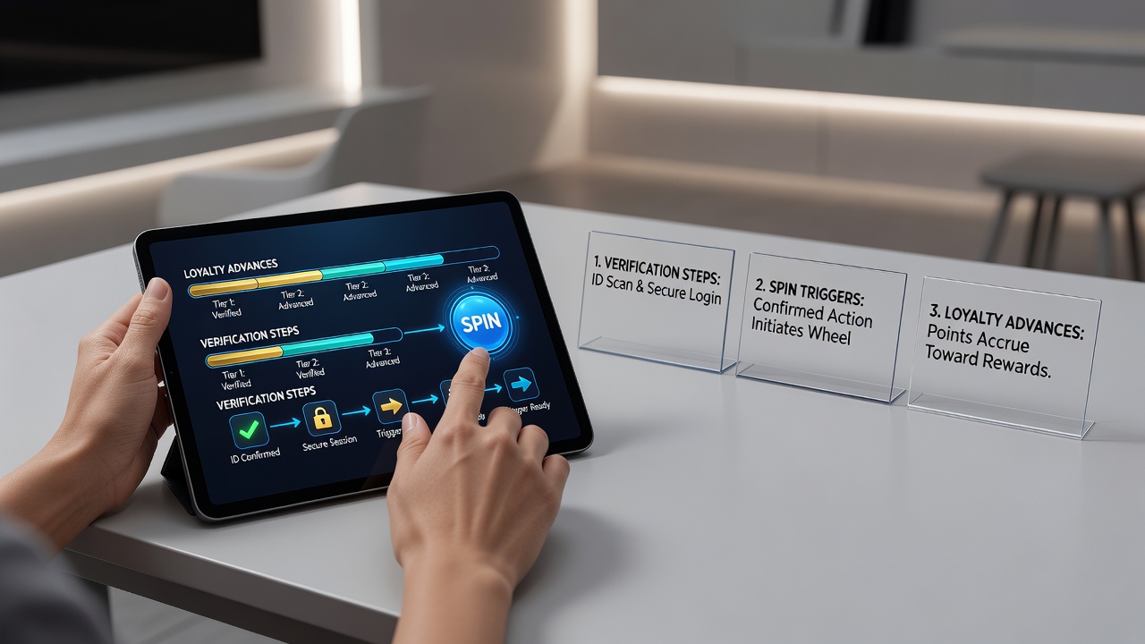 Loyalty dashboard on a mobile screen displaying tier progress and verified spin rewards in a live casino app